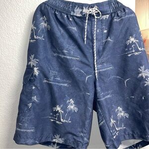 Men’s Foundry Blue Palm Tree Swim Shorts